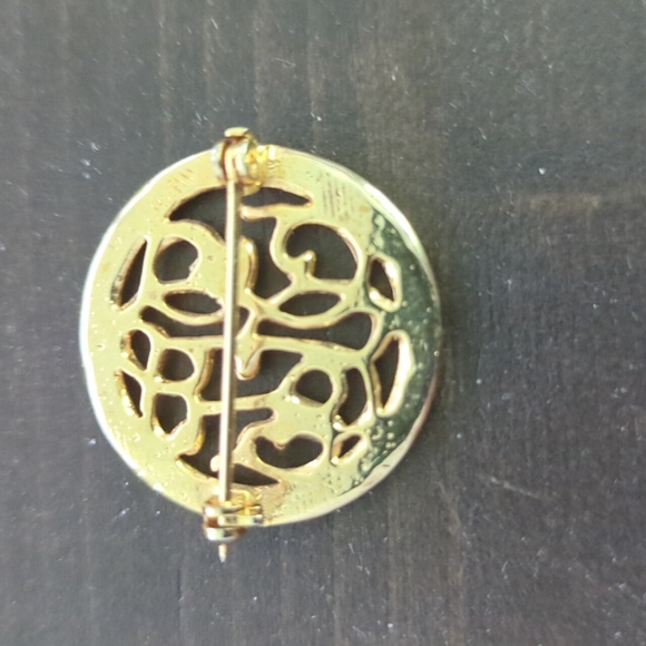 Brooch vintage gold Pink arabesk - Picture 2 of 2